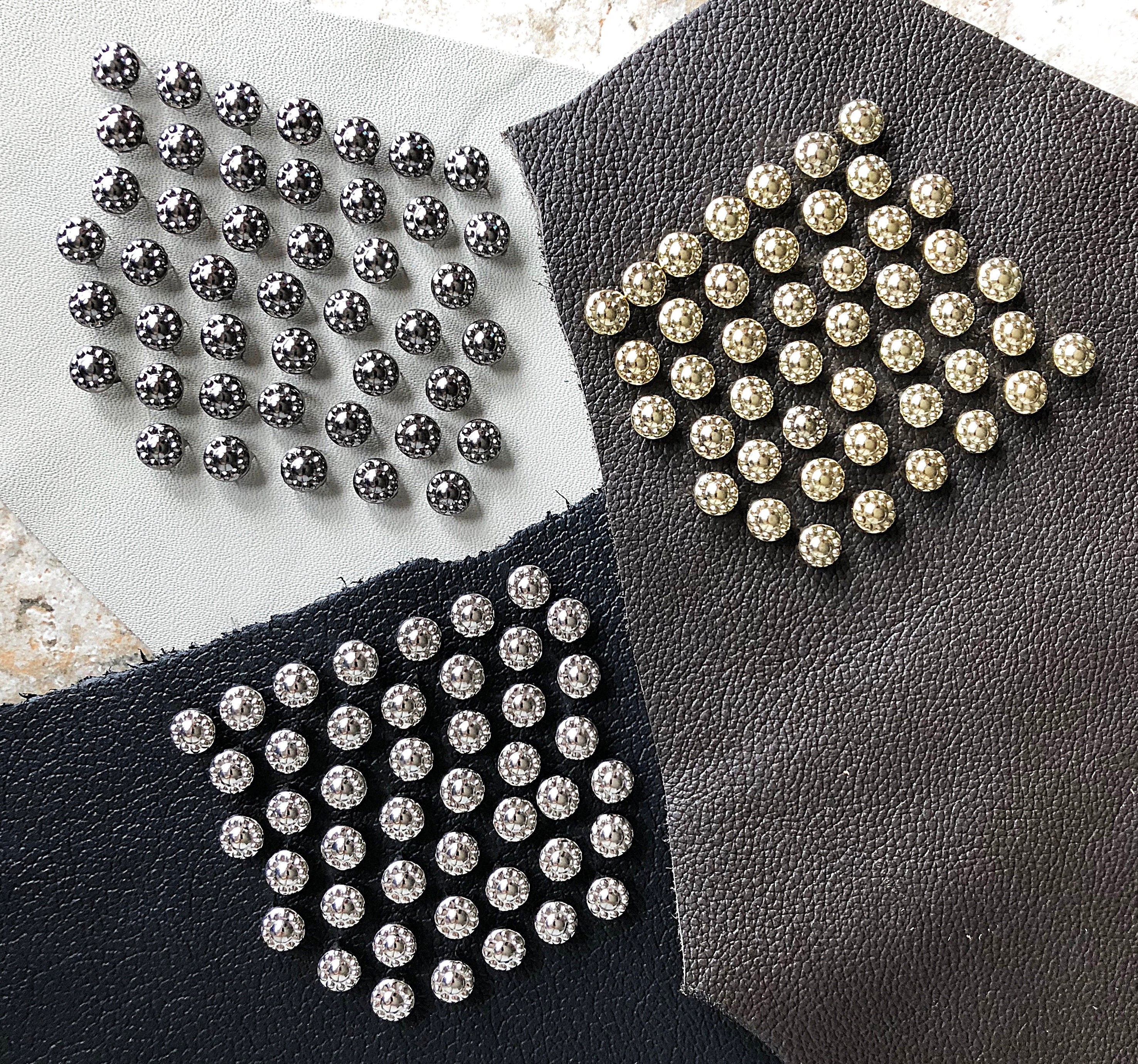 100pcs 9mm Gold Silver Gun Metal Color Prong Studs Rivets Craft Supplies Hardware Leatherworking for Fabric Leather Wood Rubber Projects -A3